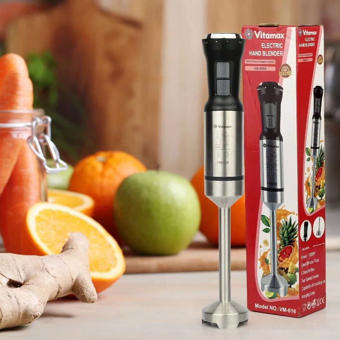 Vitamax Electric Hand Blender VM-616 | 1000W Immersion Blender | Stainless Steel Stick Mixer for Smoothies, Baby Food, Soups, Sauces, Whipping & Pureeing | Easy to Clean