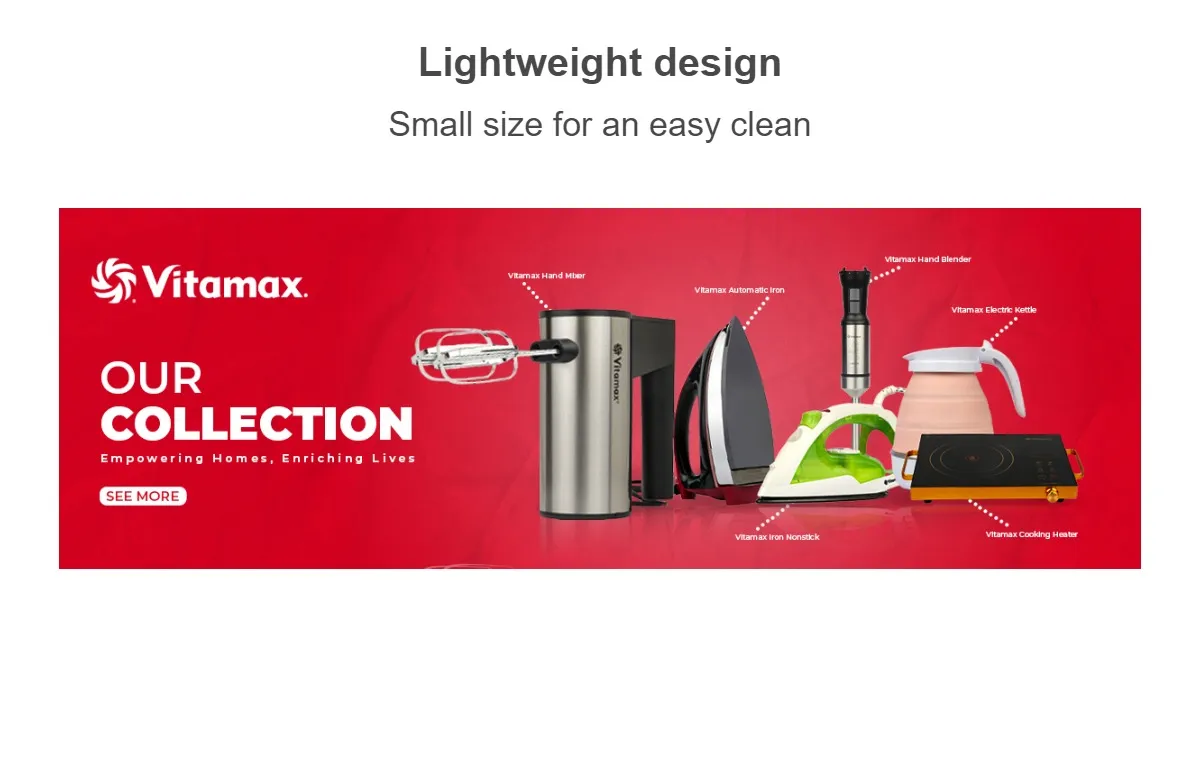 Vitamax Electric Hand Blender VM-616 | 1000W Immersion Blender | Stainless Steel Stick Mixer for Smoothies, Baby Food, Soups, Sauces, Whipping & Pureeing | Easy to Clean - Image 6